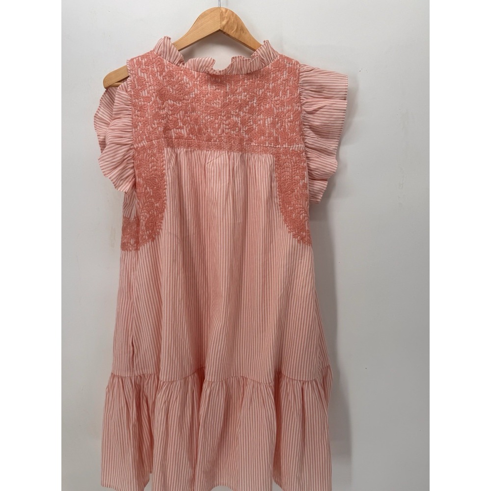 J Marie embroidered Roxy Ruffle Dress size S Retail $128 Pink Checkered Short